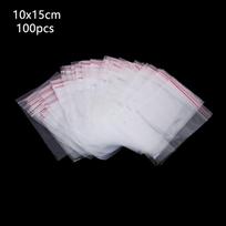 100 vnt./pakuotė Mini lipnios laikymo plastikiniai maišeliai papuošalams su užtrauktuku Skaidrūs PE maišeliai 10x15cm-100pcs