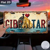 D Plokščia pc Vintažinis metalinis ženklas Dekoratyvinė plokštelė Statulėlės (xcm) Gibraltaro ženklas Gibraltaras Dalys Retro Metalo Dekoras 15x30cm(5.9x7.8inch) beige