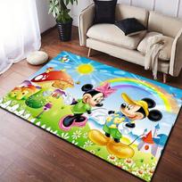 1pc Mickey and Minnie_ Area Rug, Non-Slip Floor Mat, Cartoon Character Design, Soft Velvet, Room Decor, Washable Indoor Carpet 80cm by 120cm yellow