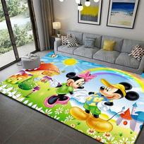 1pc Mickey and Minnie_ Area Rug, Non-Slip Floor Mat, Cartoon Character Design, Soft Velvet, Room Decor, Washable Indoor Carpet 120cm by 160cm yellow