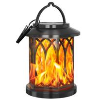 Saulės liepsnos žibintai Lauko vandeniui atsparūs Atnaujinti mirksinčios liepsnos saulės žibintų šviestuvai Dekoratyvinis kabinamas šviestuvas kiemui, sodui black -- 1pc black
