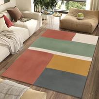 Minimalistinis spalvų blokų kilimas Abstraktaus žemės atspalvio plotinis kilimėlis Terakotos ir šalavijo dekoras Neslystantis skalbiamas kilimas Modernus paprastas kilimas 40x60cm