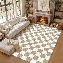 Green Checkered Area Rug Sage Large Living Room Rug Non-Slip Soft Bedroom Carpet Dining Room Nursery Home Office Indoor Decor 120x160cm