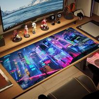 Cyberpunk Spalvos Pelės Kilimėlis Didelis Žaidimų Stalo Pagalvėlė Neslystantis Nešiojamojo Kompiuterio Planšetinio Kompiuterio Didelis Pelės Kilimėlis XXL Matas Mini PC Žaidimų Kilimėlis Su Užrakintu Kraštu 30cmx60cm(11.8x23.6inch) blue