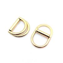 Dviguba D žiedo metalinė sagtelė juosmeniui ir dirželiui reguliuoti Inner Diameter 2.5CM, Gold, 6.15g