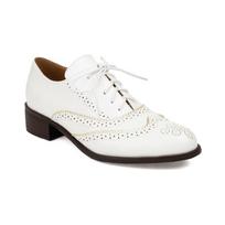 NAUJI Moteriški Oksfordai Pavasario/Rudens Batai Moteriai PU Odiniai Brogues Vintažiniai Suvarstomi Mokasinai Laisvalaikio Rankų Darbo Juodi Balti Mergaičių Batai 8.5 white