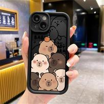 Mielas kapibaros silikoninis telefono dėklas, skirtas iPhone 11 12 13 14 15 16 17 Pro Max X XS XR 7 8 Plus 16E, atsparus smūgiams buferis, minkštas dangtelis iPhone 16 Plus