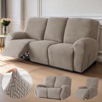 1/2/3 vietų recliner sofos užvalkalai svetainei Neslystantis fotelio užvalkalas Tampri spandekso recliner užvalkalas Baldų apsauga 2 Seater(6pcs) chaki