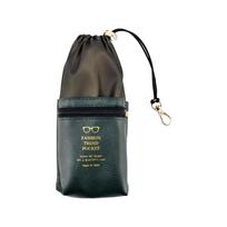 Portable Drawstring Glasses Organizer Double-layer Leather Eyewear Storage Bag Anti-lost with Key Ring