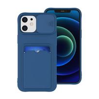 Slankioji kameros apsauga Piniginės Laikiklis Kortelių Dėklas Telefono Dėklas Skirtas iPhone 16 15 14 12 11 13 Pro Max X XR XS 7Plus Minkštas Silikoninis Dangtelis For iPhone 13 tamsiai mėlyna