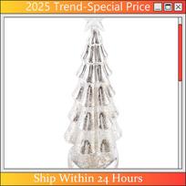 Feb.1Pc Christmas Trees Glass Night Light For Home Xmas Romantic Holiday Atmosphere Ornaments white