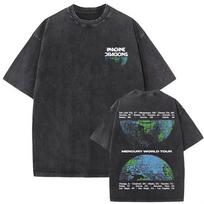 Rock Band Imagine Dragons Loom World Tour 2025 Washed Vintage T-shirt Men Women Gothic Oversized T-Shirt Casual Clothing XXXL gray