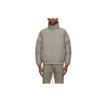Fear Of God Essentials FW21 Short Solid Color Logo Zip-Up Stand Collar Warm Thick Drawstring Puffer Jacket Men jackets Gray-Brown FOG-FW21-080 M gray