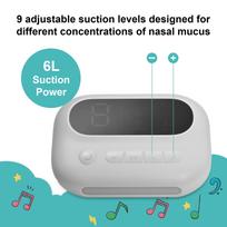 Electric Baby Nasal Aspirator Rechargeable Nose Suction Nose Cleaner with 2 Silicone Tips & Suction Strengths Built-in Flashlight and Music gray