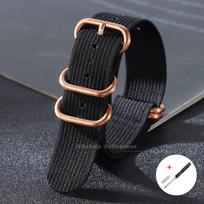 Military Nylon Watch Strap 18mm 20mm 22mm 24mm for Samsung Watch4/5/6/7 Universal Wristband Rosegold Buckle Soft Canvas Bracelet 24mm juoda