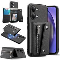 Zipper Wallet Denim-textured Leather Phone Case for xiaomi poco x8 Pro max x7 Pro Magnetic Book kickstand Shockproof Slim Cover Poco M8 black