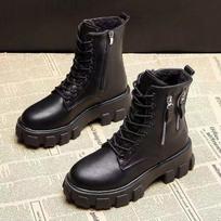 Boots Women's Shoes Padded Leather Women Boots Winter Big Size 35-41Cotton Shoes Height Thick Bottom Mid Calf Boots Women 41