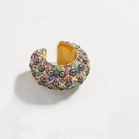 Vintage Colorful Crystals C Shape Ear Cuffs Cartilage for Women GIrls Exquisite Chunky Black Pearls No Piercing Ear Bones Clips 1pc gray