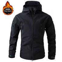 Men's Softshell Fleece Jacket Windproof Outdoor Fishing Hiking Hunting Thermal Camping Cargo Coat Warm M black
