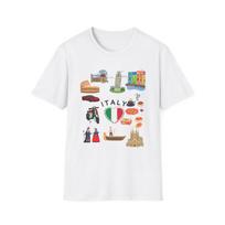Italy Travel T-Shirt: Pizza, Vespa, Gondola - Italian Culture Souvenir 120 white