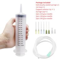 100-550 ml didelės švirkštos su vamzdeliu skysčiams, plastikinės švirkštos su antgalio dangteliu klijų dozavimui, laistymui, papildymui, šėrimui