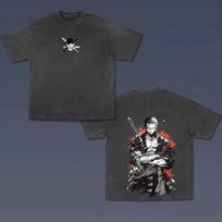 Anime ONE PIECE Roronoa Zoro Manga Graphic Print T-shirt Men Women Streetwear Y2K Fashion Oversized Top Vintage Washed O-neck Cotton Summer New Tee M juoda