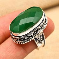 Green Onyx Gemstone  925 Sterling Silver Jewelry Handmade Ring  For Thanksgiving 11 žalia