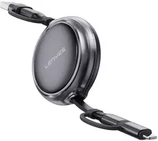 USB laidas Lenyes USB-A + USB-C - USB-C + Lightning 0,95 m juodai pilkas