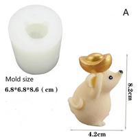 3D Handmade Diy Mouse Shape Silicone Mold Fondant Cake Chocolate Mould for Candle Making Resin Molds for Plaster Wax Mould A beige
