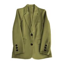Women Fashion Long Sleeve Single Button Jackets Elegant  Lady Business Casual Blazers S beige