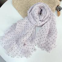 Spring and summer 100% linen polka dot lightweight breathable sunscreen scarf shawl >8Y gray