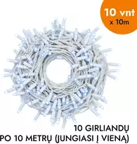 Lauko ir vidaus girlianda (šaltai baltos LED lemputės) 100 m PROLED balta