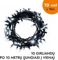 Lauko ir vidaus girlianda (šaltai baltos LED lemputės) 100 m PROLED juoda
