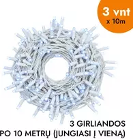 Lauko ir vidaus girlianda (šaltai baltos LED lemputės) 30 m PROLED balta