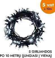 Lauko ir vidaus girlianda (šaltai baltos LED lemputės) 50 m PROLED juoda