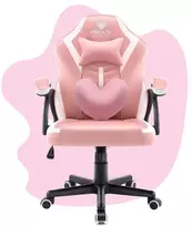 Hells Chair Vaikiška žaidimų kėdė su širdelės formos pagalvėle, rožinė ir balta