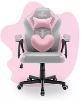 Hells Chair Vaikiška žaidimų kėdė su širdelės formos pagalvėle, pilka ir rožinė