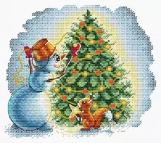 MP Studia Siuvinėjimo kryželiu rinkinys „Puošiant Kalėdų eglutę“ 17×15 cm