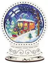 MP Studia Siuvinėjimo kryželiu rinkinys „Sniego gaublys. Žiemos traukinys“ 14x11x5 cm