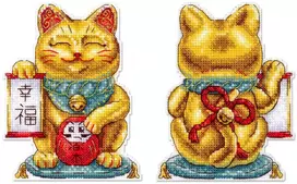 MP Studia Siuvinėjimo kryželiu rinkinys „Auksinė Maneki-neko katė“ 13x10 cm