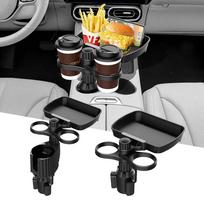 Car Cup Holder Tray with Swivel Base 360 Degree Adjustable Car Cup Holder Food Tray Organized Drink Holder for Car A gray
