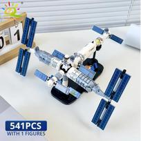 HUIQIBAO Aviation Spaceport Model Space Shuttle Rocket Launch Center Construction Building Blocks MOC Spaceship Kids Bricks Toy gray
