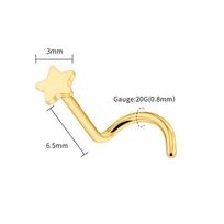 Right Grand ASTM F136 Titanium 20G Nose Stud Ring Hypoallergenic CZ/Ball/Heart/Star Corkscrew Nose Nostril Body Piercing Jewelry
