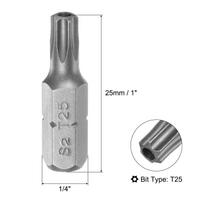 Torx atsuktuvo antgaliai T5 T6 T8 T9 T10 T20 T25 T27 T30 T40 S2 lydinio plienas 1/4 colio šešiakampis kotas 25mm magnetinis atsuktuvo antgalis
