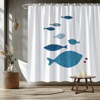 Minimalistinė žuvies dušo užuolaida 180X180cm – Stilingas mėlynas geometrinis raštas, Abstrakčios vonios kambario dekoracijos, 12 kabliukų W60H190(CM)-1 Pcs gray