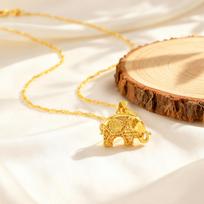 Cute Longevity Elephant Pendant Necklace for Women,Wisdom Never Forget Necklaces,Holy Daily Party Jewelry Gift beige