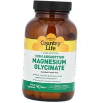 Magnesium Bisglycinate, High Absorption Magnesium Glycinate, Country Life 90 tabs (36124121) 90tab