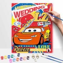 Disney Lightning McQueen Cars Oil Paint by Numbers Painting Art Kit Handmade Painting Home Decor Gift 30x40cm yellow