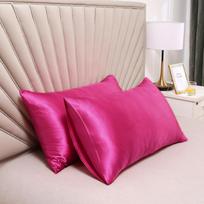 2pc 100% Silk Pillowcase Pillow Cover Silky Satin Hair Beauty Pillowcase Comfortable Pillow Case Home Decor Pillow Covers 51x66cm(20x26inch) pink