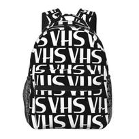 Retro VHS Video Tape Pattern Backpack Student Boys Girls BookBag Kids School Bag Computer Shoulder Bags for Men Women One Size white